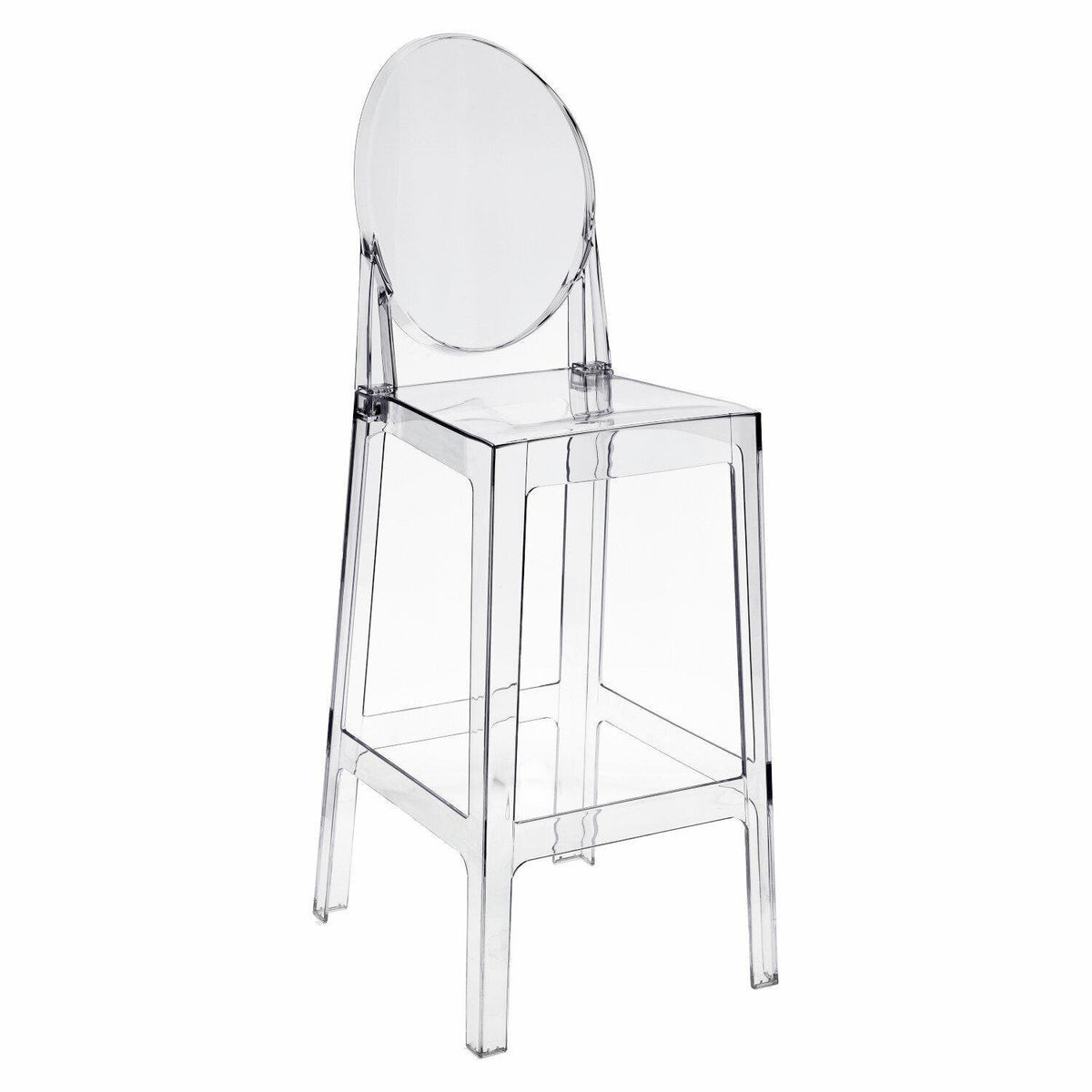 STOŁEK BAROWY Viki TRANSPARENTNY 114 cm z oparciem