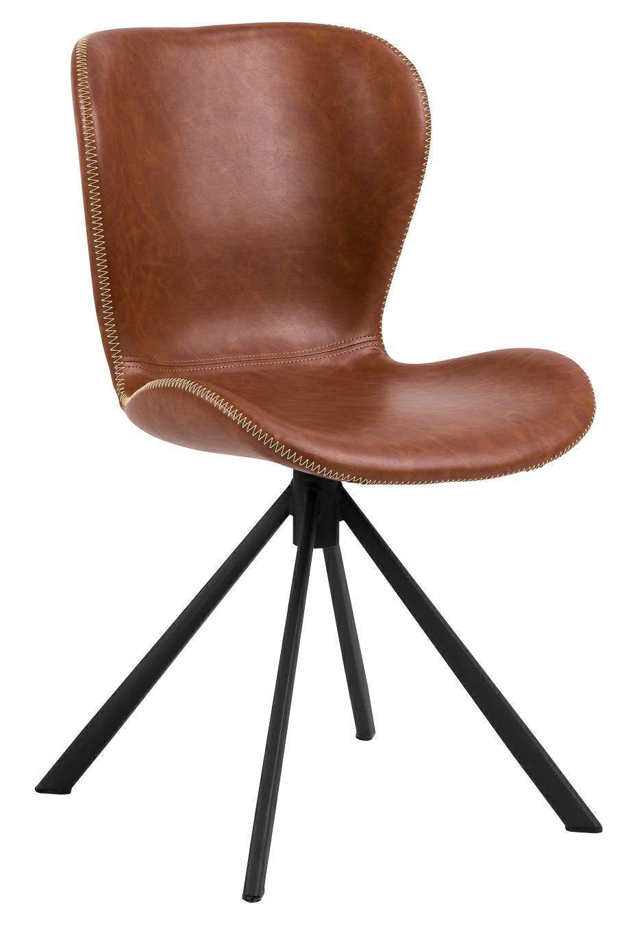 KRZESŁO TAPICEROWANE ekoskóra BRĄZOWE RETRO loft