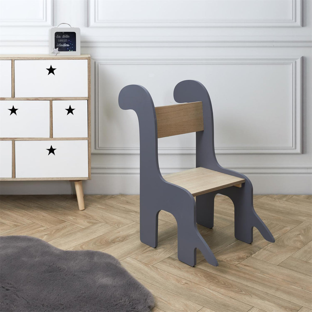 Krzesło dziecięce Dino Intesi szary/naturalny  60cm