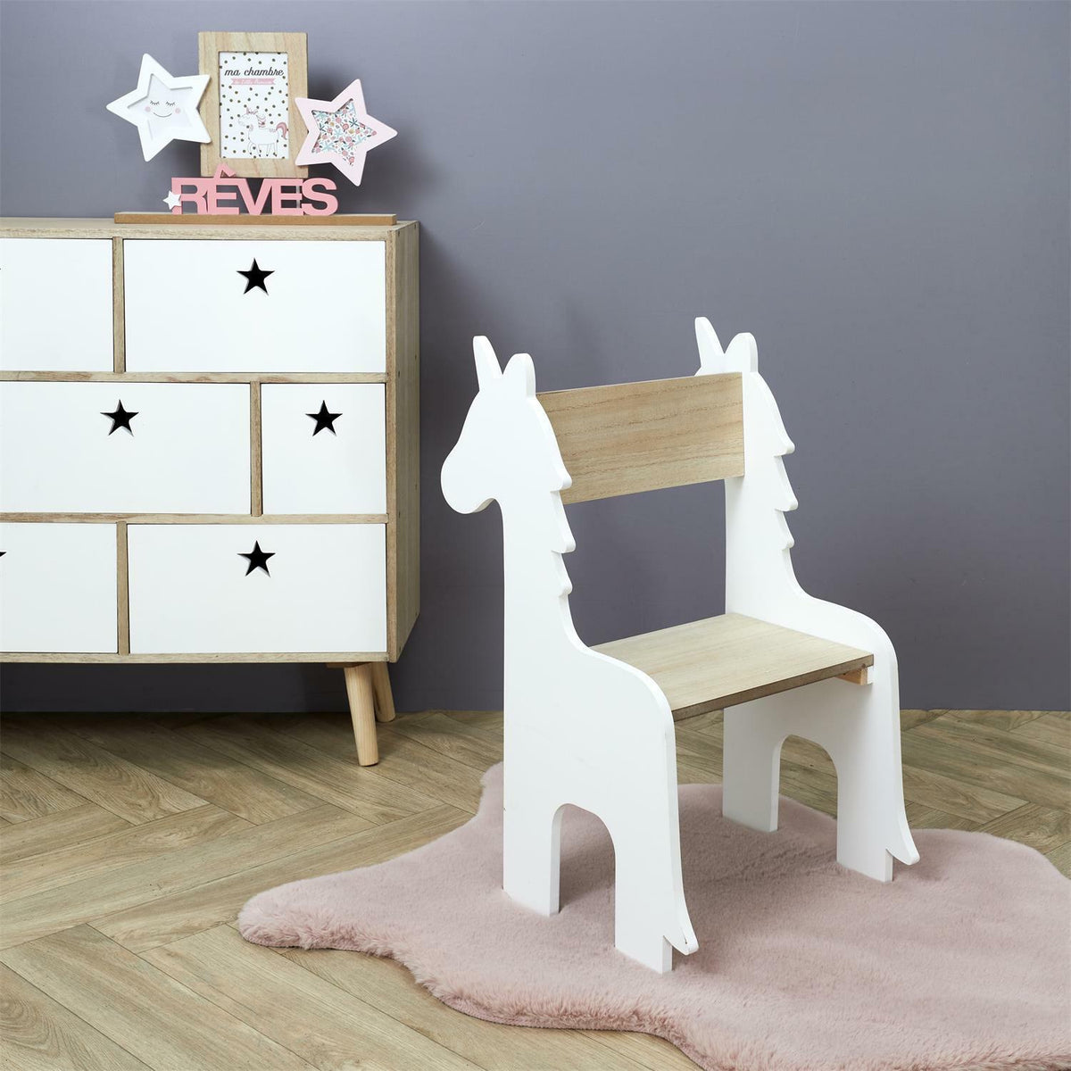 KRZESŁO DZIECIĘCE Unicorn BIAŁE Jednorożec niskie