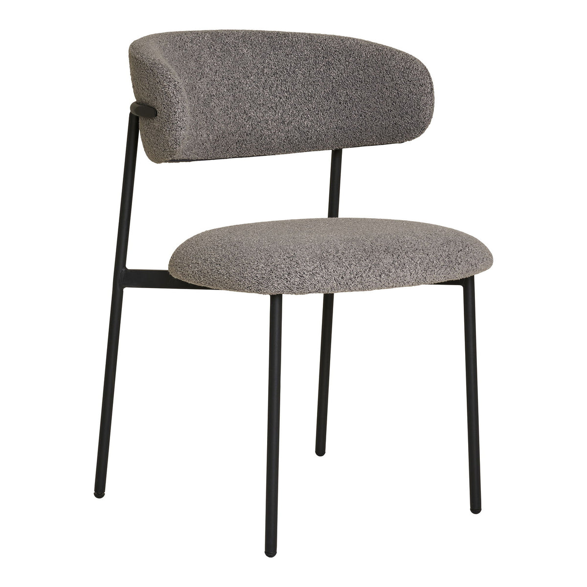 KRZESŁO Mira BOUCLE szare jasne/czarne w stylu skandynawskim