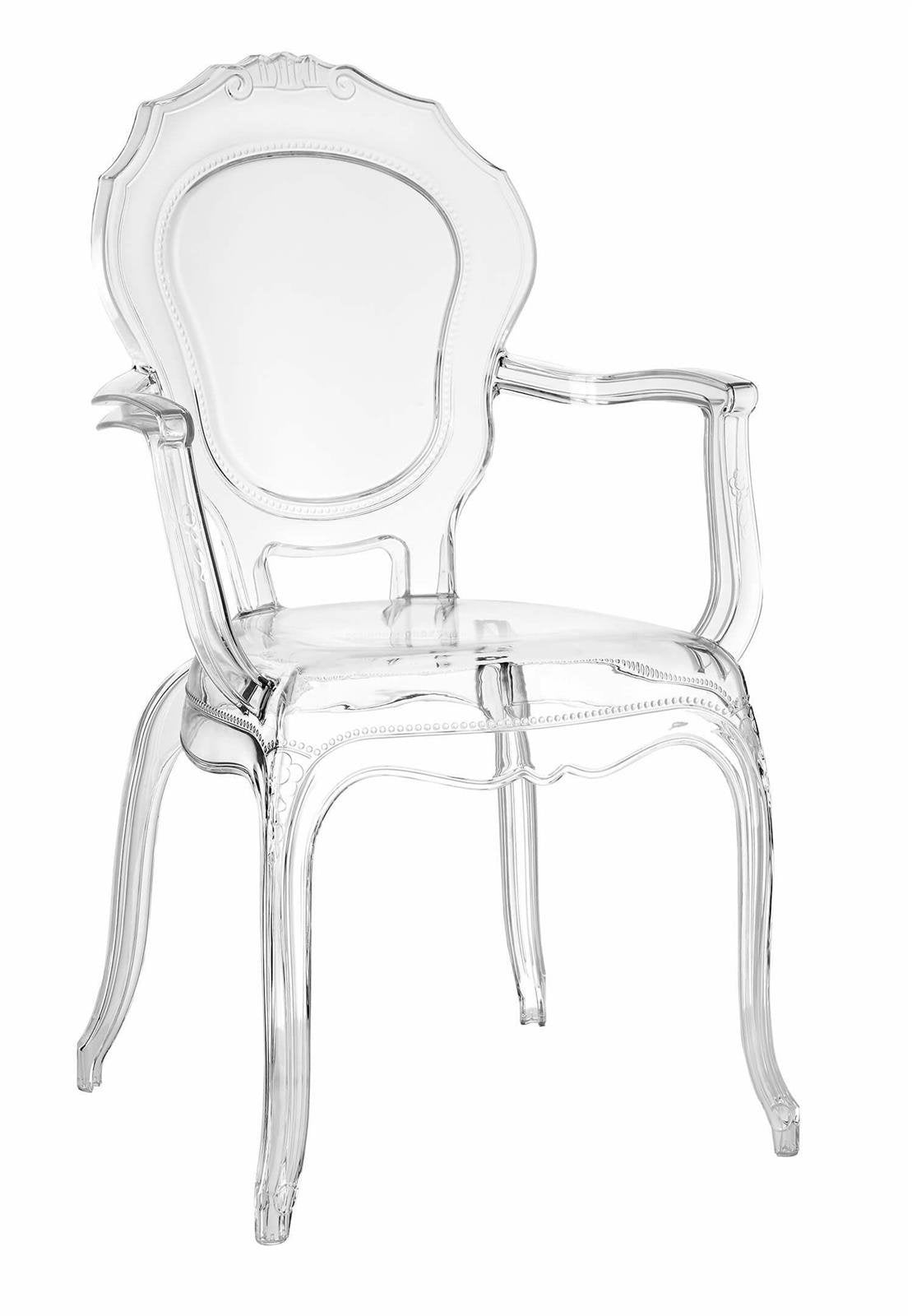 TRANSPARENTNE Krzesło Queen Arm Louis Ghost ROYAL