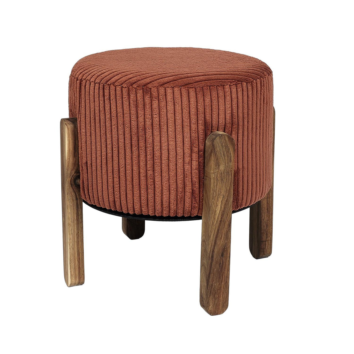 Stołek tapicerowany Scott sztruksowy terracotta boho do salonu