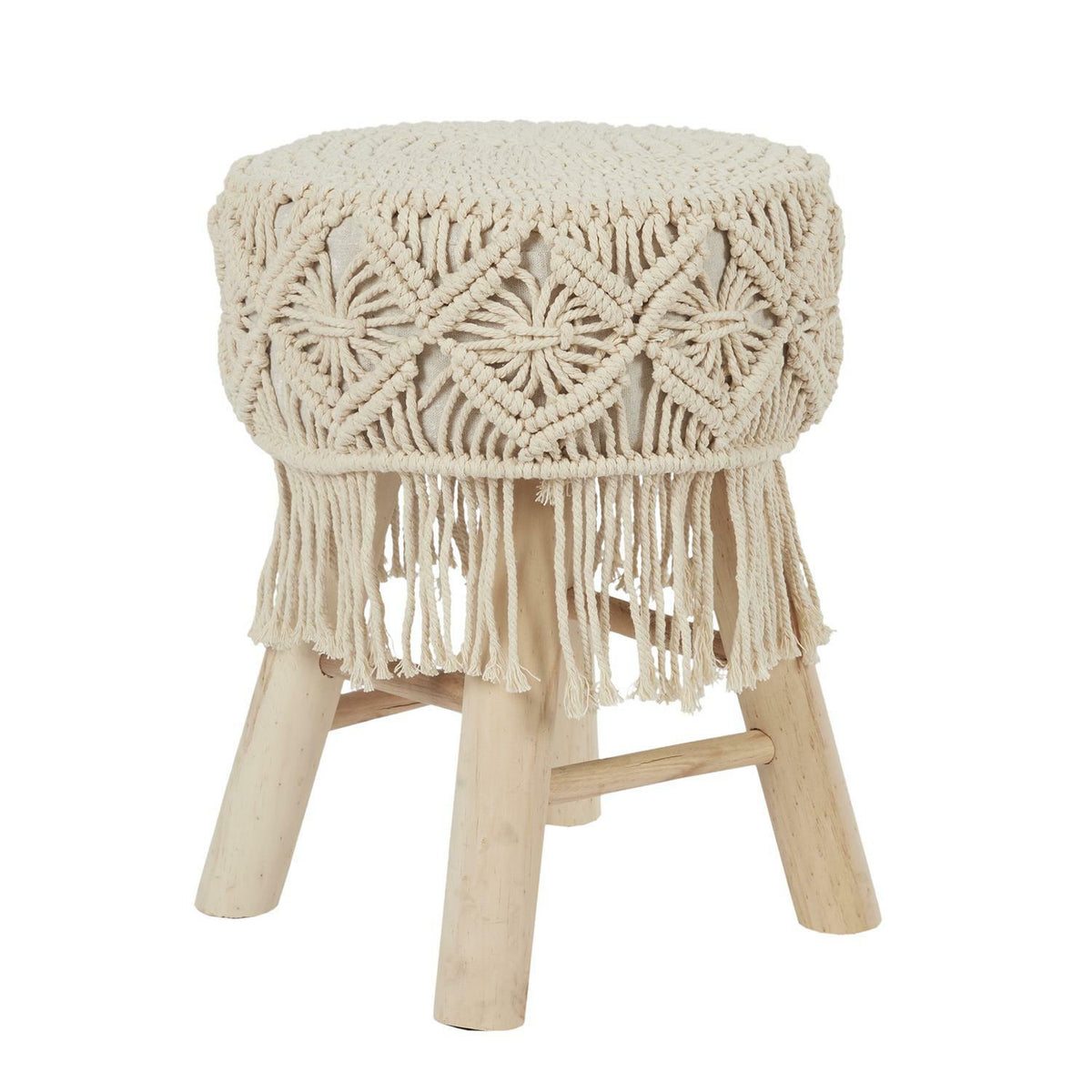TABORET Boho PLECIONY niski OKRĄGŁY 32x42cm sosna
